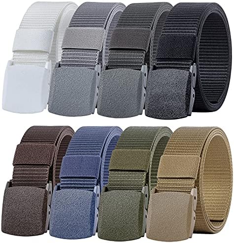 Ginwee 8 Pack Nylon Military Tactical Plastic Buckle Belt Webbing Canvas Outdoor Web Belt
