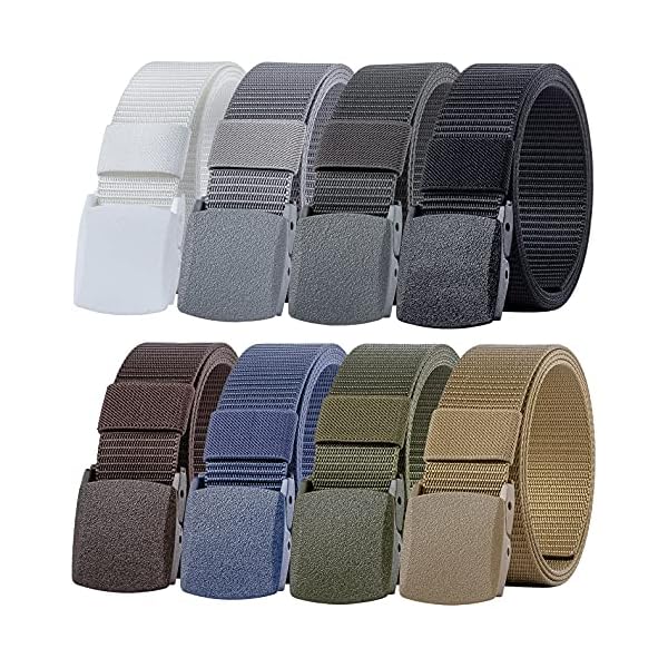 Ginwee 8 Pack Nylon Military Tactical Plastic Buckle Belt Webbing Canvas Outdoor Web Belt