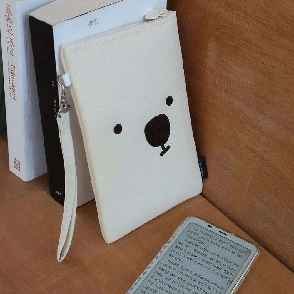 Nylon Strap E-Reader Pouch | Soft Padded Sleeve for Digital Readers (Ivory, Slim/Bar-Type)
