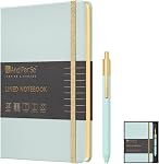 A5 Lined Journal and Pen Set, Hardcover Notebook with Pen, 160 Pages 100gsm Thick Ruled Paper for Women Men Work Business School or Home Writing, 5.7'' x 8'' (Black)