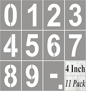 4 Inch Large Number Stencils for Painting - 11 Pack Number Stencil Templates for Curb Address, Cakes, Cookies, Mailboxes and Crafts, Reusable House Numbers Stencils for Wood Signs & Cement Wall Art