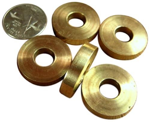 JWL (5) Arandelas de freno de caña de latón macizo de 1 pulgada de diámetro utilizadas entre la manija de caña y el eje