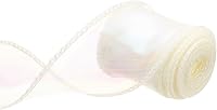 Vista 8 de MECCANIXITY Cinta de Organza Transparente con Alambre Brillante de 2 3/8" de Ancho, Cintas de Gasa Iridiscente Pastel de 3 Yardas Color Beige