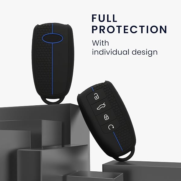 kwmobile Custodia Coprichiave Compatibile con Chery Omoda C5 / Jaecoo 7 / Tiggo 7 Pro 8 Pro/Arrizo 5 Cover - Copri Telecomando Chiave Auto - Copri Chiavi Macchina nero/blu - 2