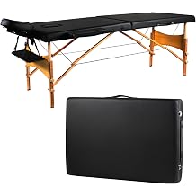Massage Table Portable Wooden Adjustable 24" Wide Folding Spa Bed, Ideal for Tattoo Chair, Lash Bed, and Esthetician Massage Bed for Professionals Black1