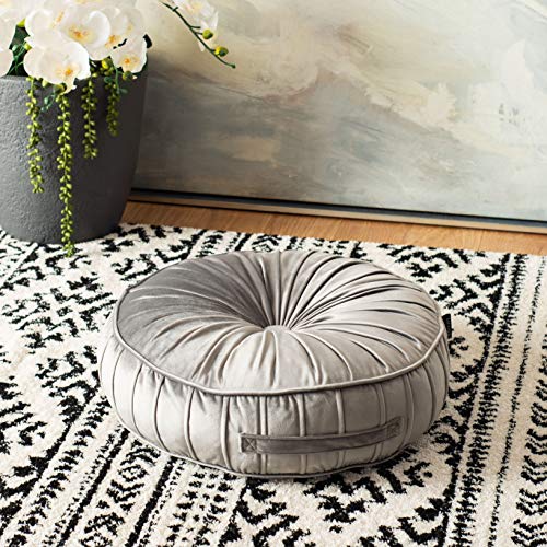 SAFAVIEH Home Collection Clary Light Grey Tufted Velvet 24-inch Round Insert Floor Pillow SAFAVIEH Home Collection Clary Light Grey Tufted Velvet 24-inch Round Insert Floor Pillow