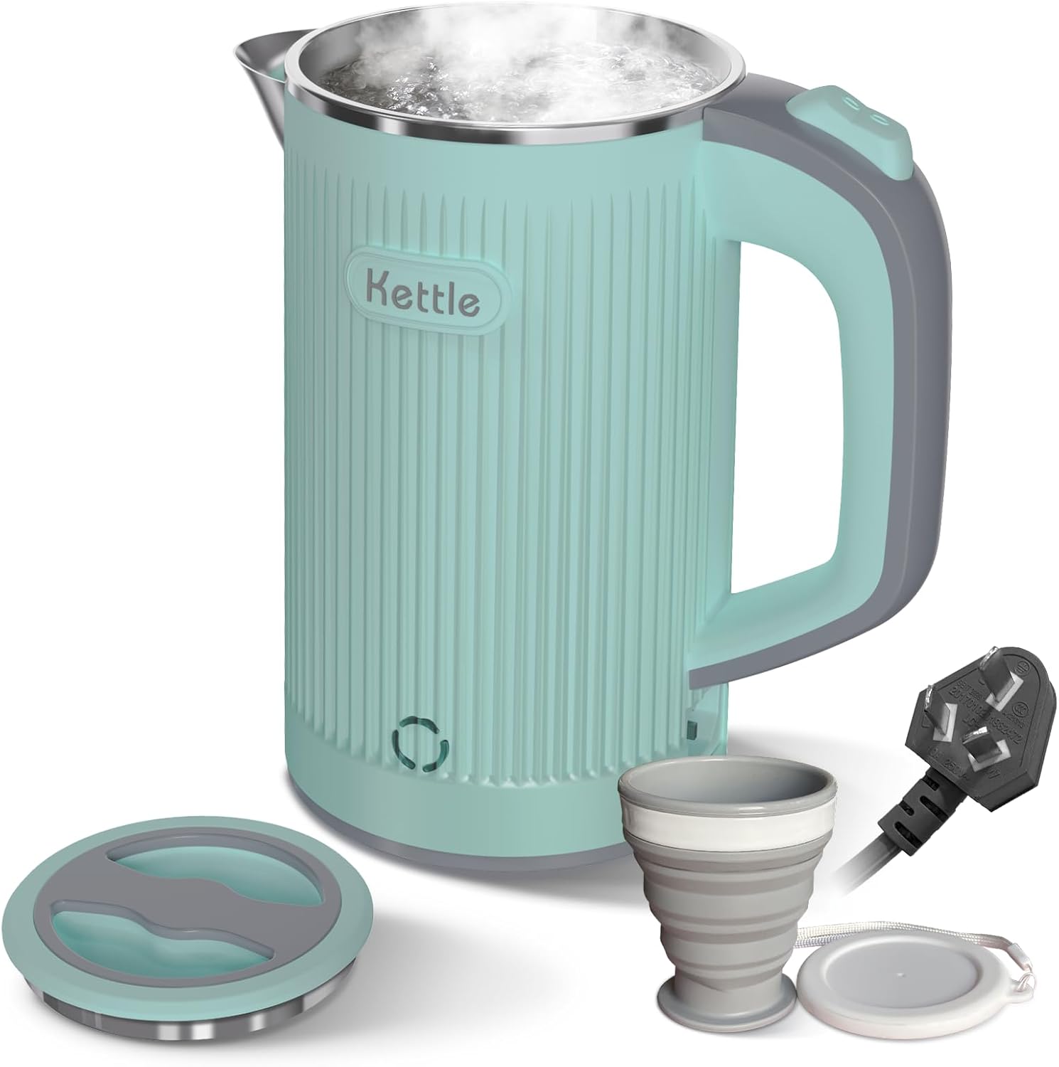 Emooncn Portable Electric Kettle with Folding Mug,800ML Travel Kettle Kettles Electric Fast Boil