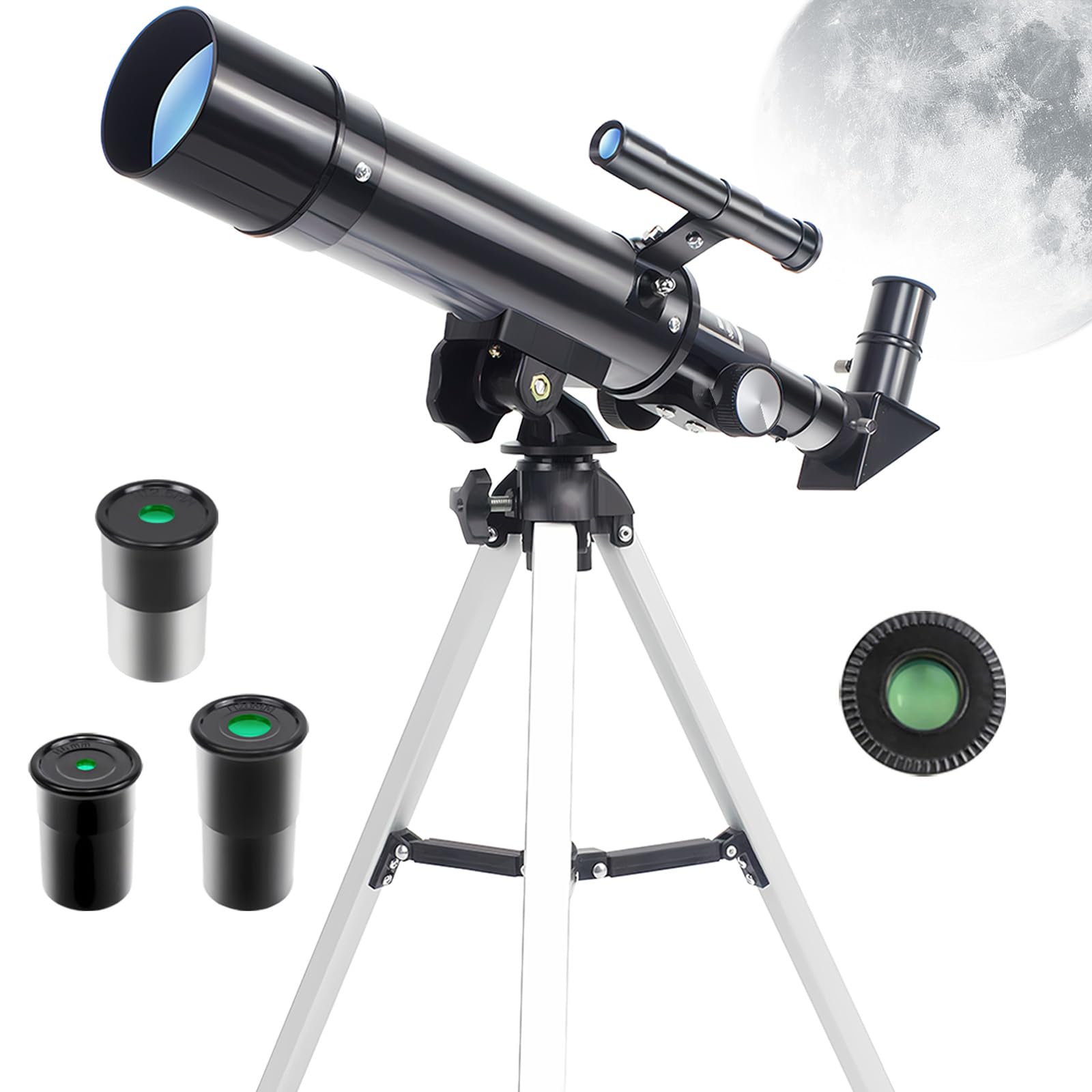 Telescope, Telescopes for Kids Beginners, 50mm Aperture 360mm Astronomical Refractor Telescope with 3 Eyepieces and Tripod Portable Scope for Adult Children Black-picture-26
