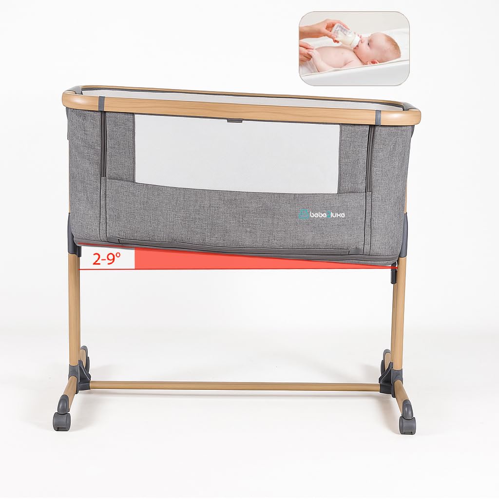 bebe2luxe LEO 4 in 1, Culla neonato fianco, lettino, culla co-sleeping, antigurgito, parco giochi per bambini...