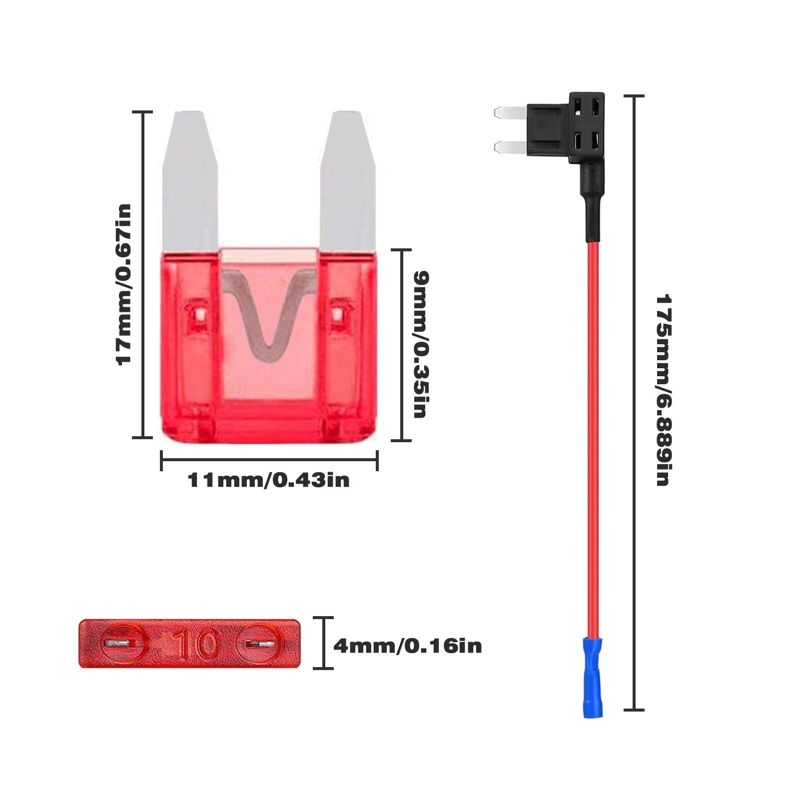 AUKENIEN Mini Fuse Tap Add A Circuit Fuses Adapter Piggyback Fuses Holder with Automotive ATM APM 2A 3A 5A 7.5A 10A 15A 20A 25A 30A 35A 40A Blade Fuse for Cars Trucks Boats - Image 3
