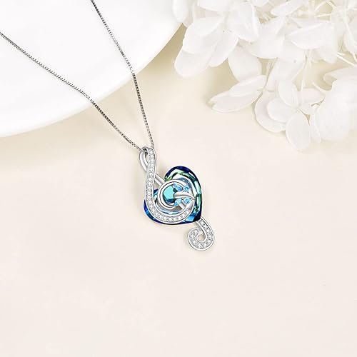 Miniatura 4 de POPKIMI Collar de nota musical, regalo para amantes de la música, plata de ley, joyería de notas musicales con dije de mariposa aguda, regalo para
