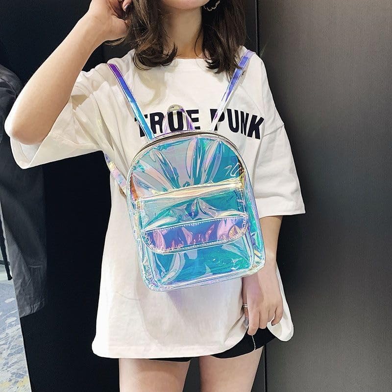 Holographic Daypack Waterproof Transparent Shoulder Bag Casual See Through Satchel for Concert Sport Travel,Silver 6# - Image 5