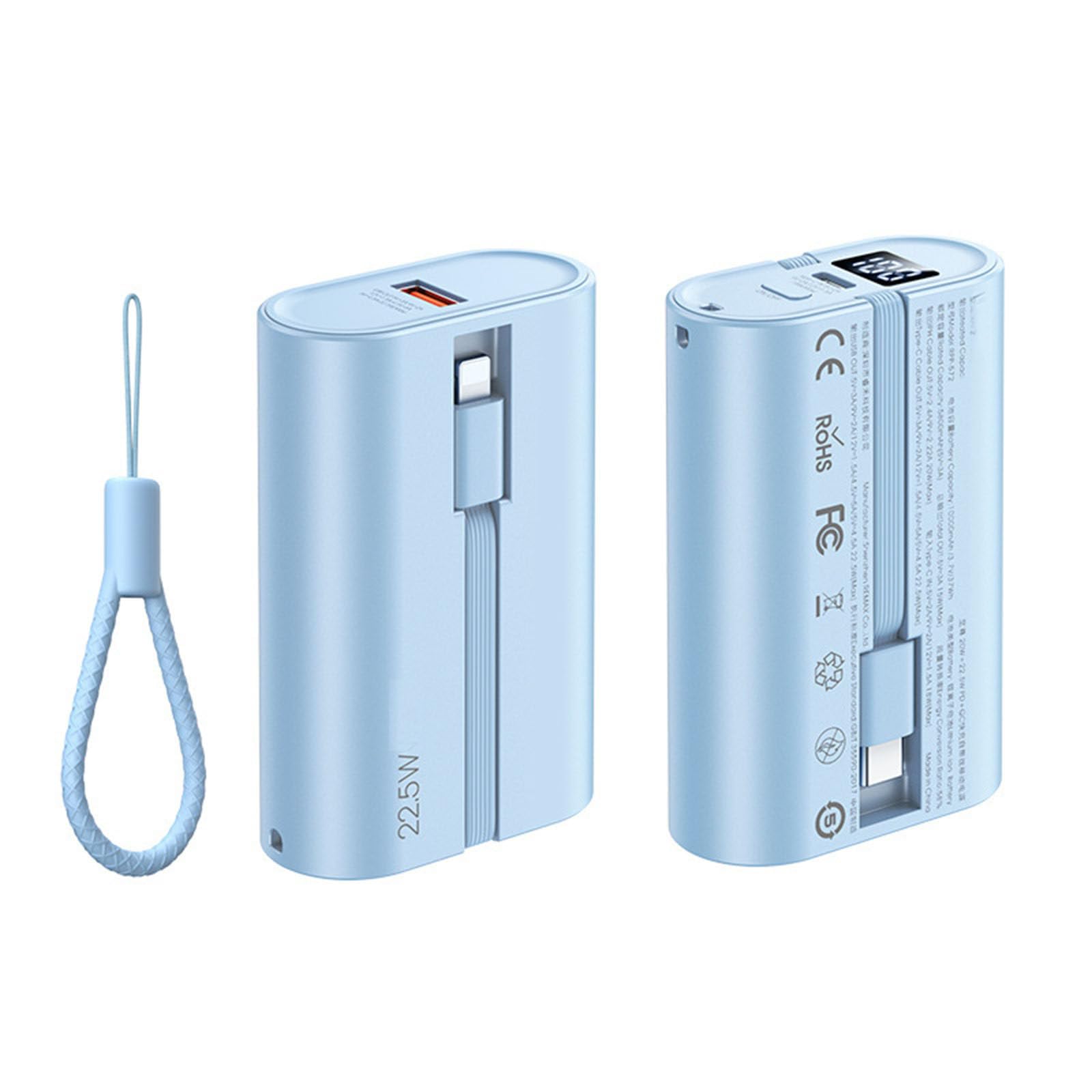 Power Bank 10000 Mah z dwuprzewodowym szybkim ładowaniem PD 20W do telefonu komórkowego Szybkie ładowanie Power Bank,D