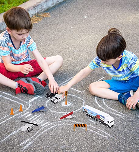 Mozlly Diecast Plane Set - Airport Playset Includes Airplanes, Jet Planes, Helicopters, Traffic Signs, Police Cars, Race Cars, And Street Cars - Airplane Terminal For Kids Pretend Play - 36 Pieces #TOP6