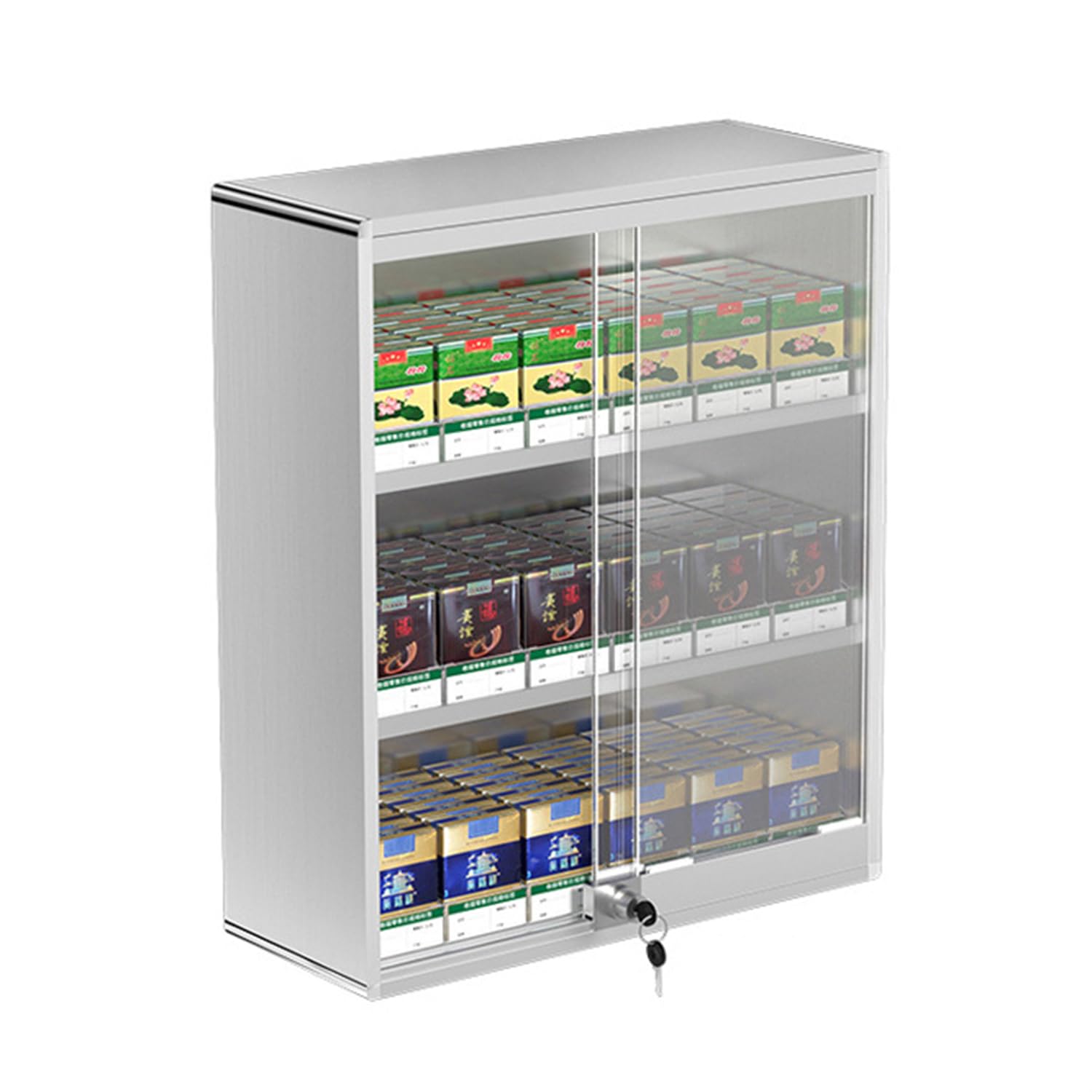 ZMJGLL Wall Mounted Cigarette Display Rack with Lock, Automatic Pusher for Supermarket and Convenience Store Organization. Saving Counter Space (3 Tier 6 columns)