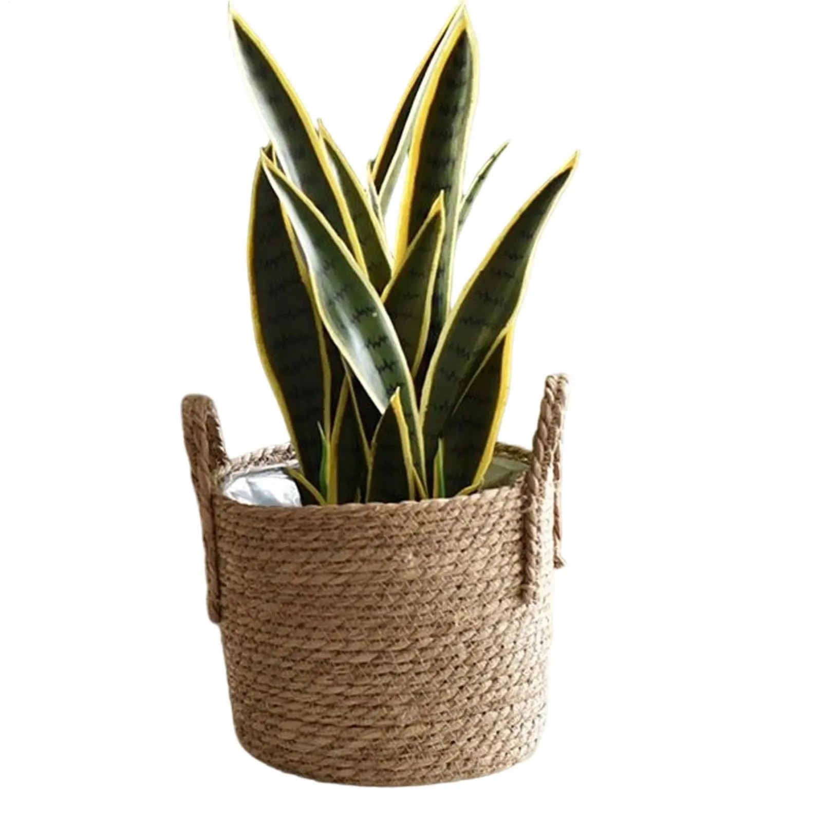 JFNKLFG Woven Plant Pot Planter Basket Straw Flowerpot Wicker Flower Ventilate Rattan