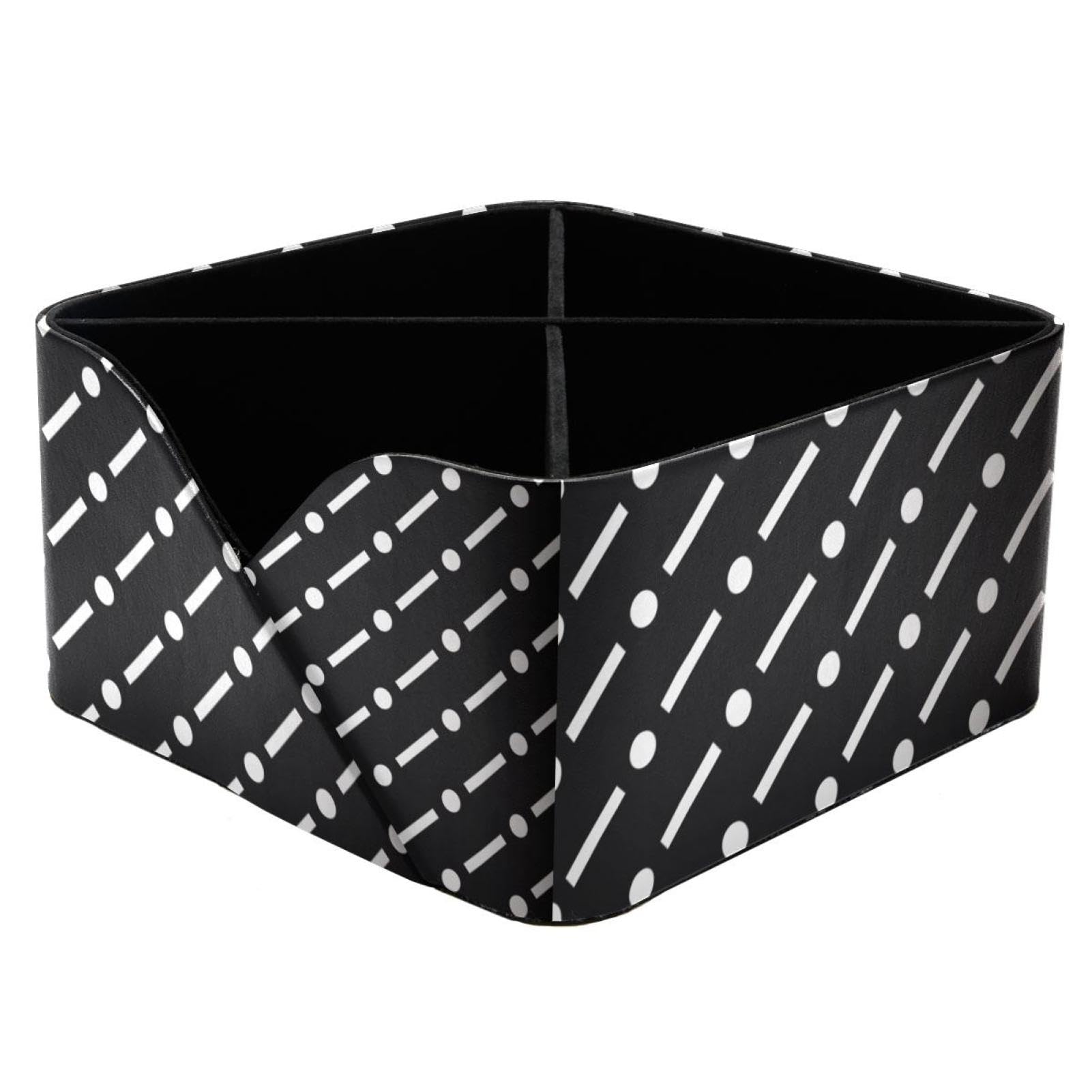 Organiseur de bureau noir et blanc à pois avec 4 compartiments pour fournitures