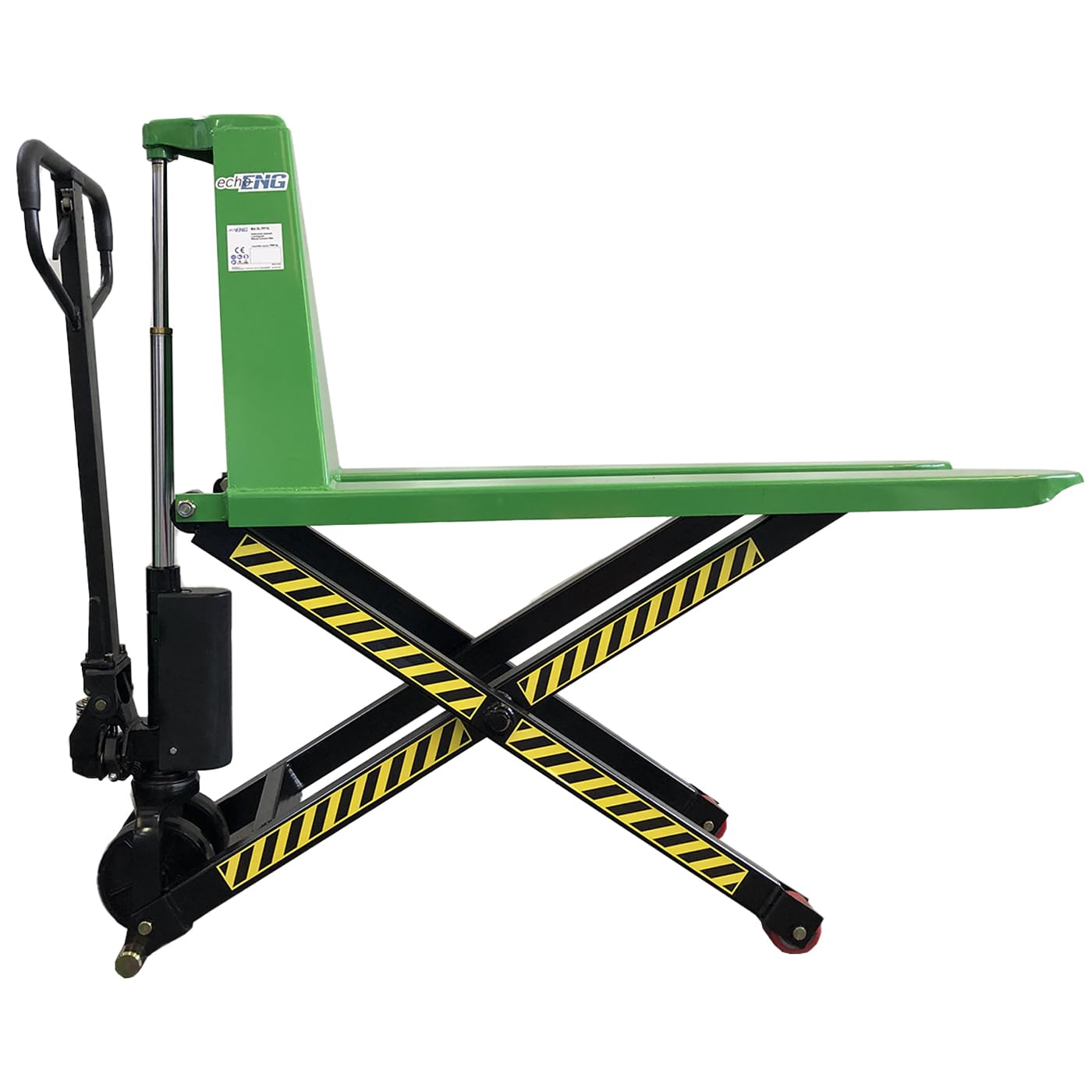 Transpallet manuale idraulico sollevatore a pantografo per pallet capacità fino a 1000 Kg 1 Ton Tonnellata, Altezza massima 850 mm – echoENG - MA SL PP10