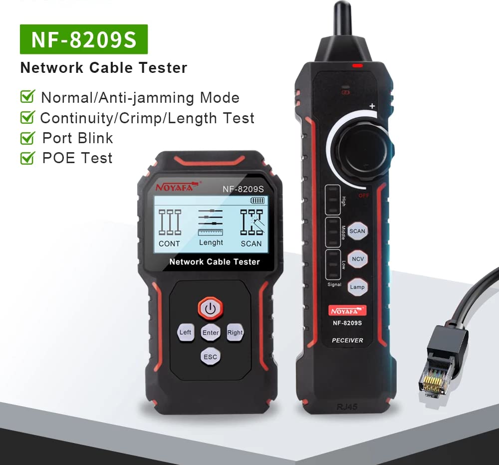 Netzwerktester NOYAFA NF-8209S LCD Netzwerkkabeltester Wire Tracker PoE Stromlängenkabel RJ45 Kabeltester Multifunktionswerkzeug