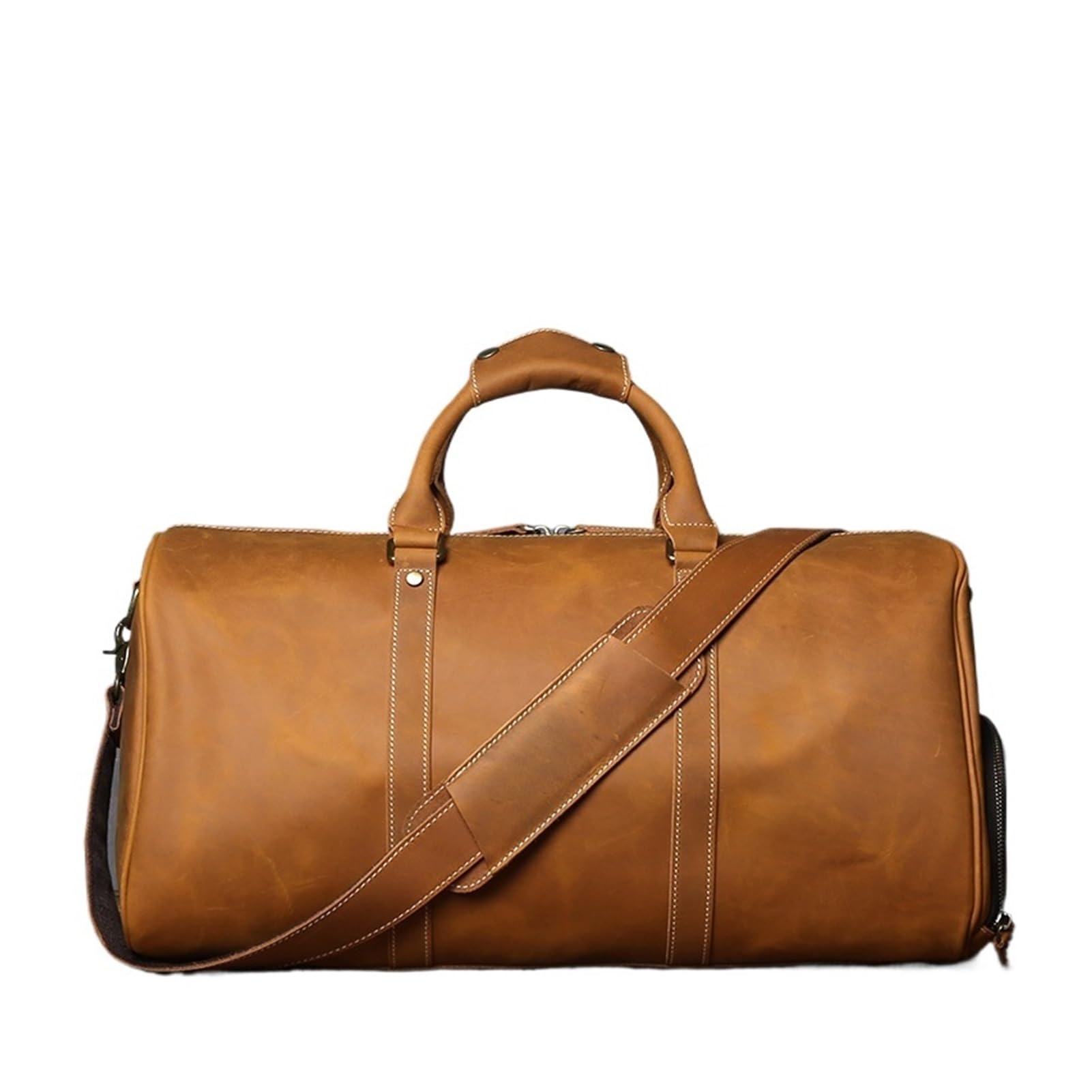 Travel Tote Bags Retro Mens Leather Travel Bag Top Layer Cowhide Large-Capacity Travel Bag Crazy Horse Leather Handbag
