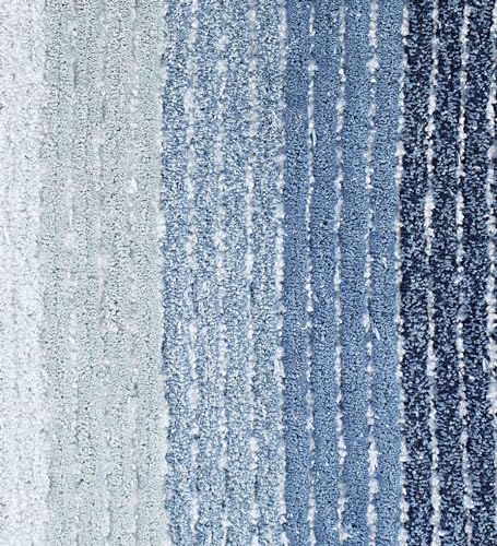 Image of Obsessions Soft & Plush Bath Mat | Quick Dry, Stain & Skid Resistant | Luxuriously Soft, Long Lasting Color | TPR Latex Backing, Size 50x80 cm, Light Blue & Dark Blue