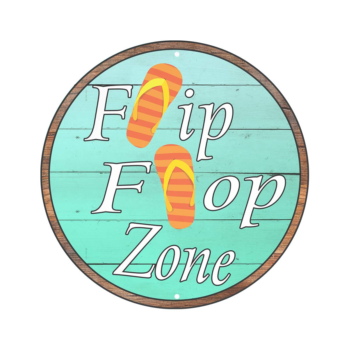 Jacevoo Flip Flop Zone 12 Round Metal Sign Vintage Decor