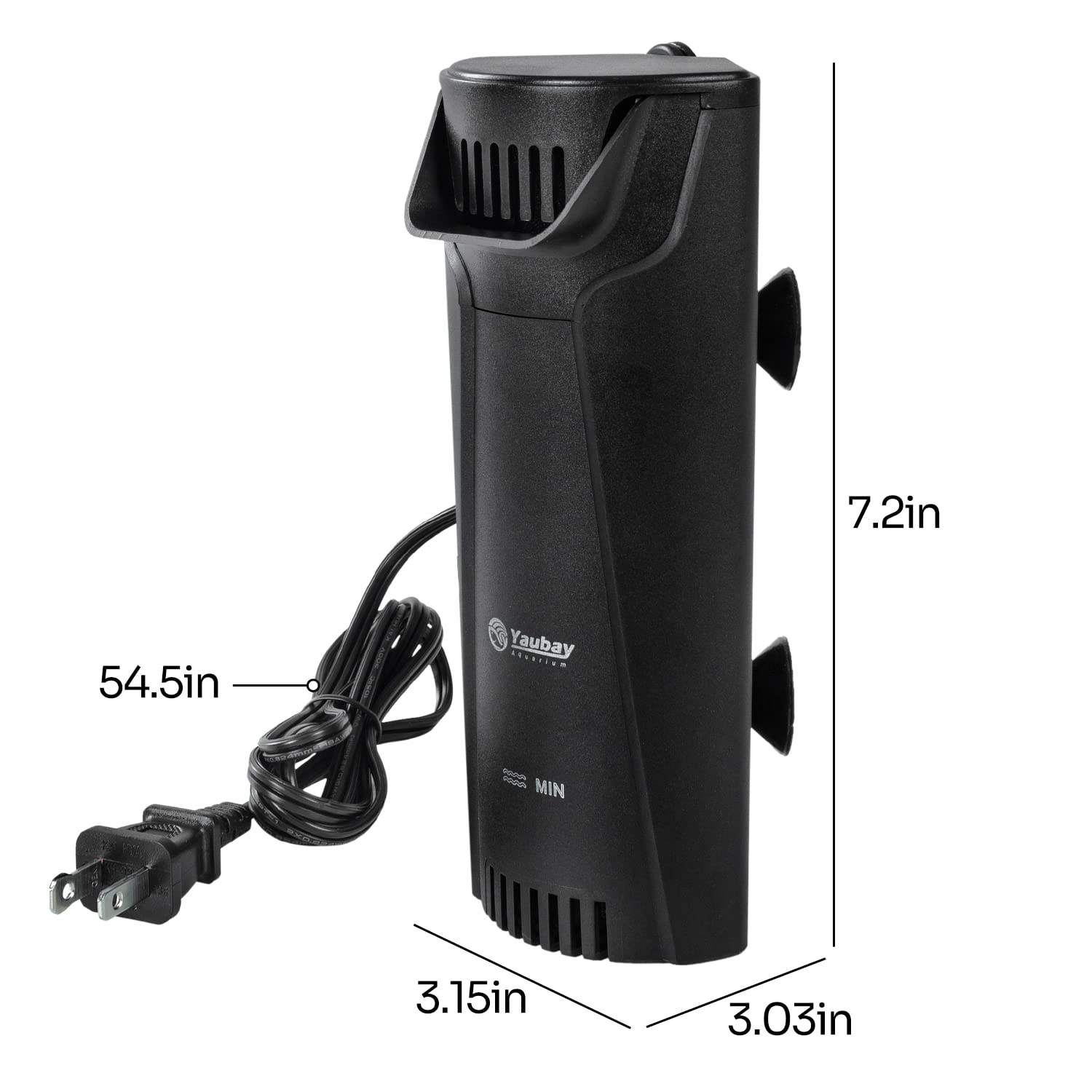 Yaubay Filtre interne silencieux pour aquarium, 3 étapes de biofiltration à faible niveau avec grille de protection pour aquarium jusqu'à 38 litres de poisson, tortue, crevettes, 45 GPH