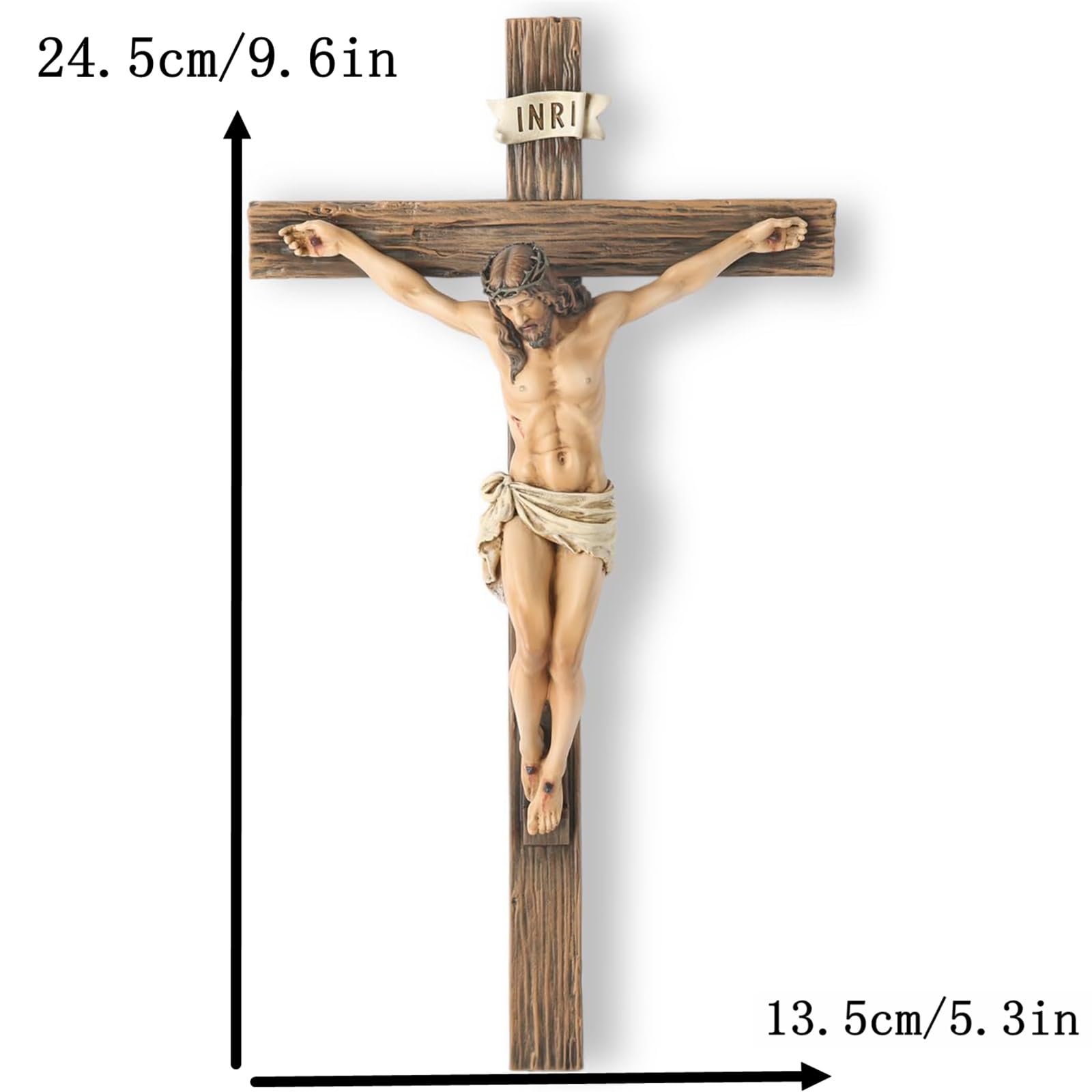 ESSECMBS Jesus Crucifix Statue Cross Decoration Praying Religious Figurine Christ Catholic Display Resin Tabletop Home Decor (Multicolor - Image 2