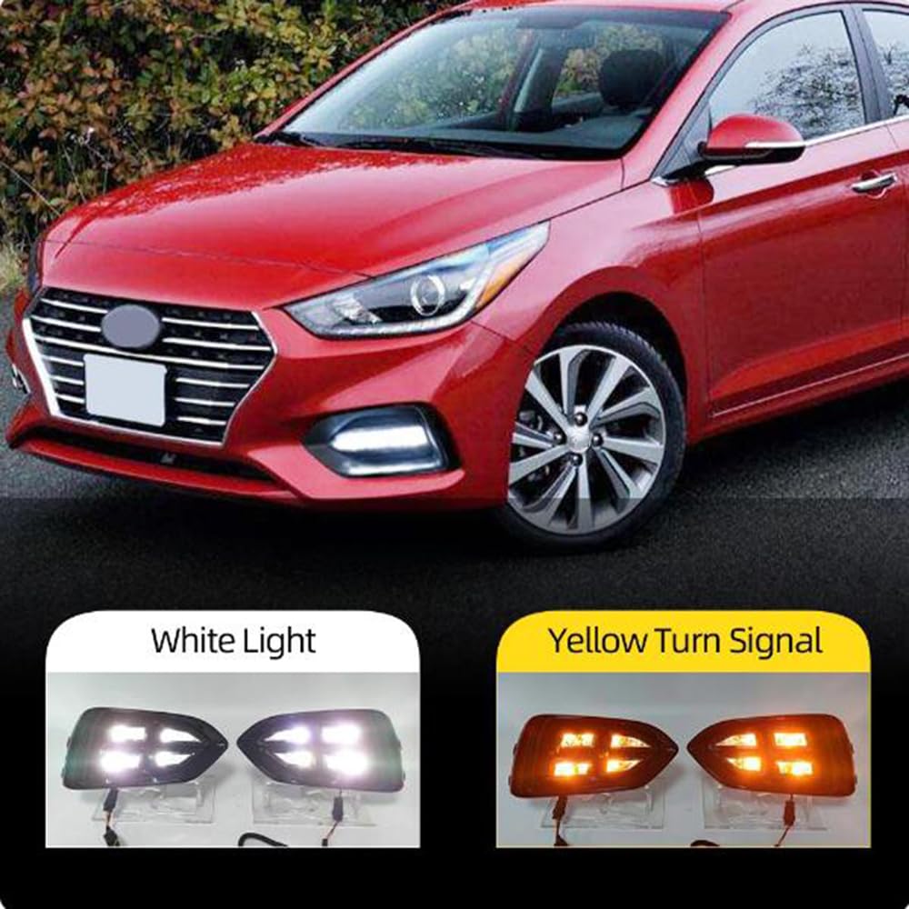 BAKUGO 2 sztuki świateł do jazdy dziennej do samochodu i jazdy dziennej, osłona kierunkowskazu do Hyundai Accent 2017 2018 2019 2020