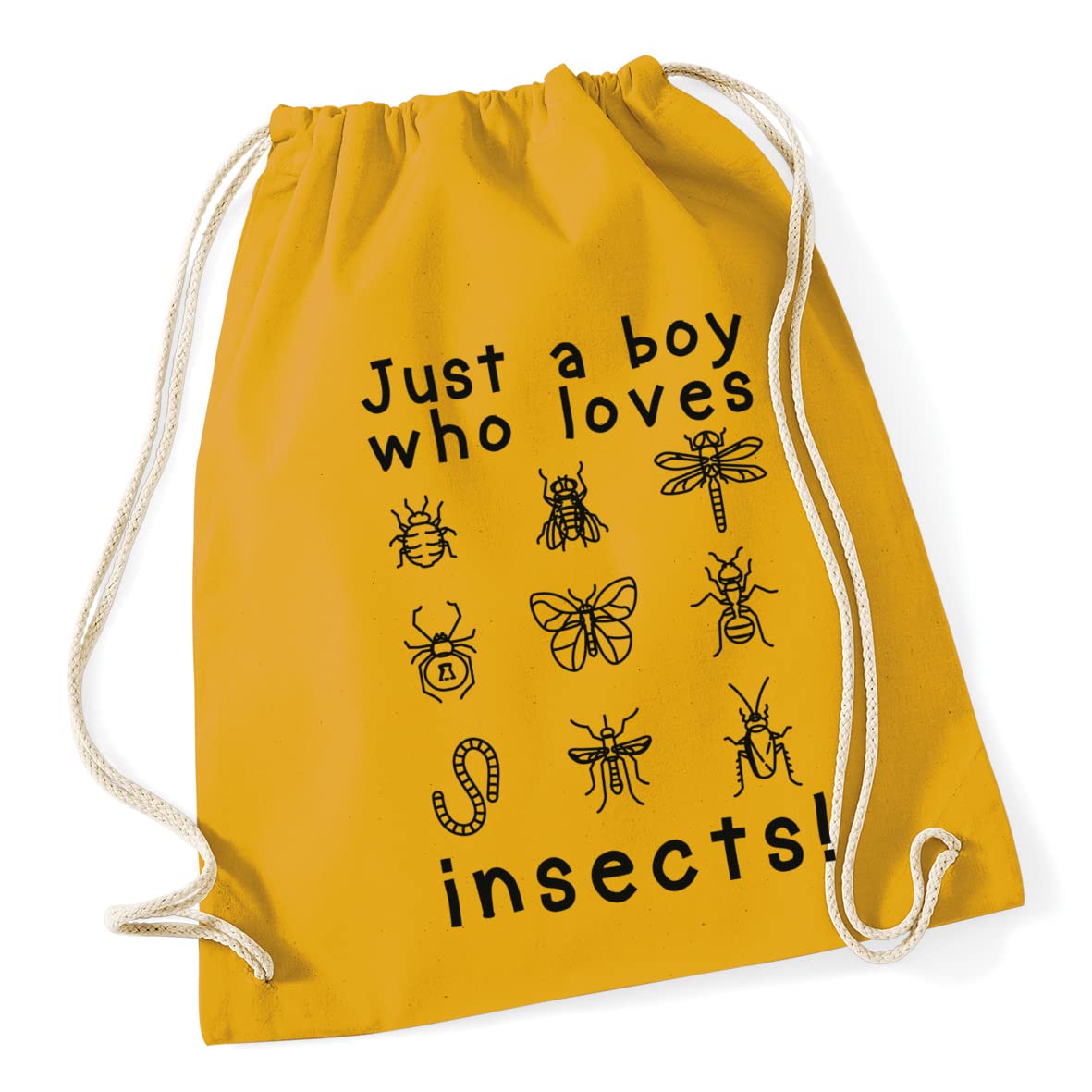 Hippowarehouse just a boy who loves bugs Drawstring Cotton School Gym Bag 37cm x 46cm, 12 litres