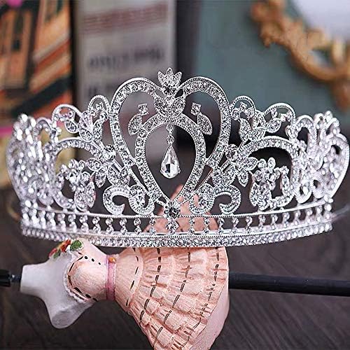 Silver Crown Cake Topper Girls Women Birthday Party Tiara Cake Topper Crystal Rhinestone Beaded Princess Hair Accessory