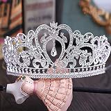 Silver Crown Cake Topper Girls Women Birthday Party Tiara Cake Topper Crystal Rhinestone Beaded Prin