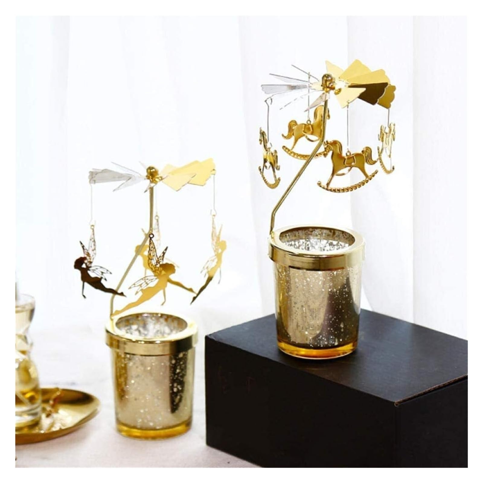 Świeczniki Uchwyty Świecznik Metal Deer Party Romantyczny wiatrak Świeczniki Wiszące Tealight Obróć Ślubny wystrój domu Xmas Lichtarze