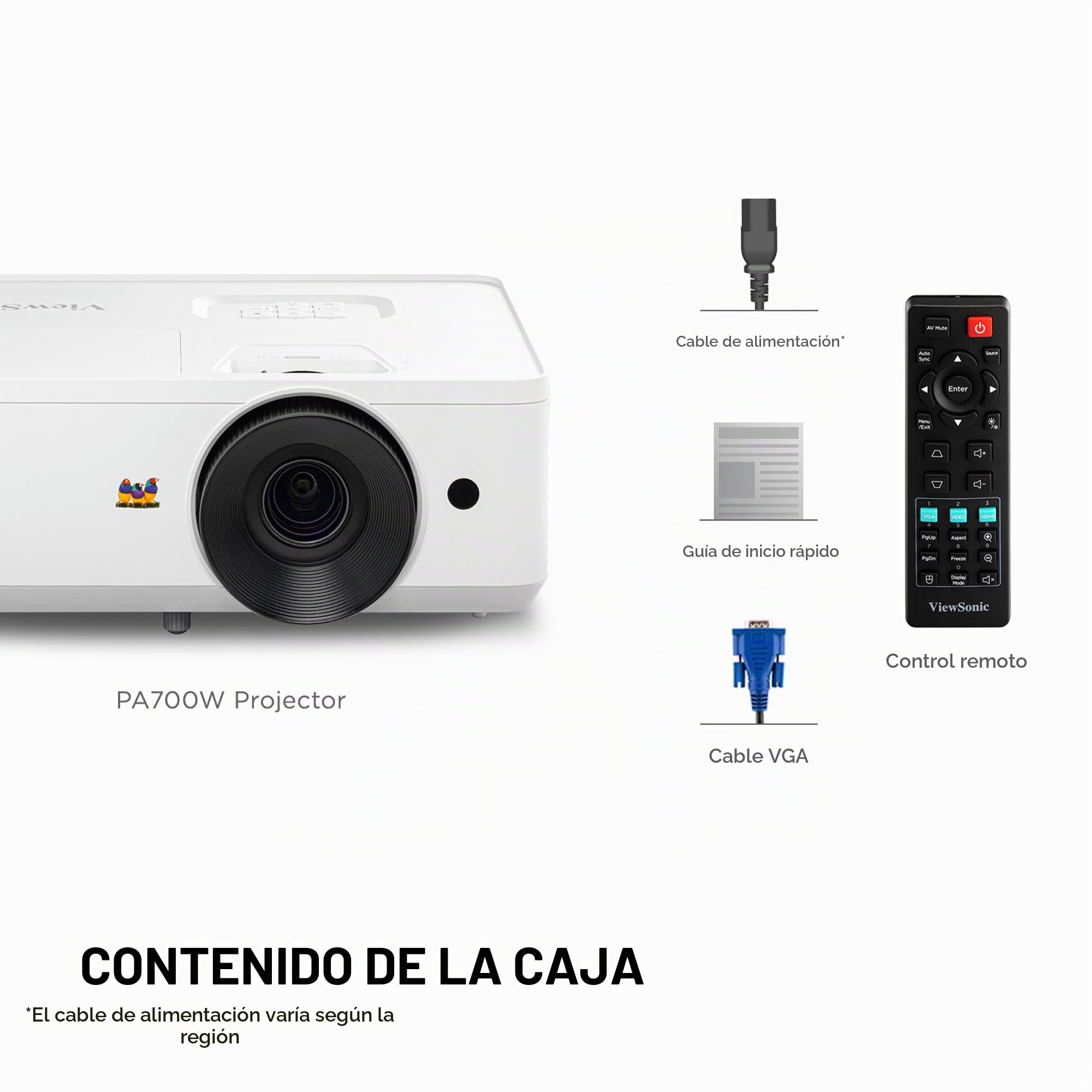ViewSonic PA700W Proyector, 4500 ANSI Lumen, WXGA 1280x800, Contraste 12.500:1, Imagen hasta 300", HDMI x2, Corrección Trapezoidal automática +/-40°, Altavoz 3W