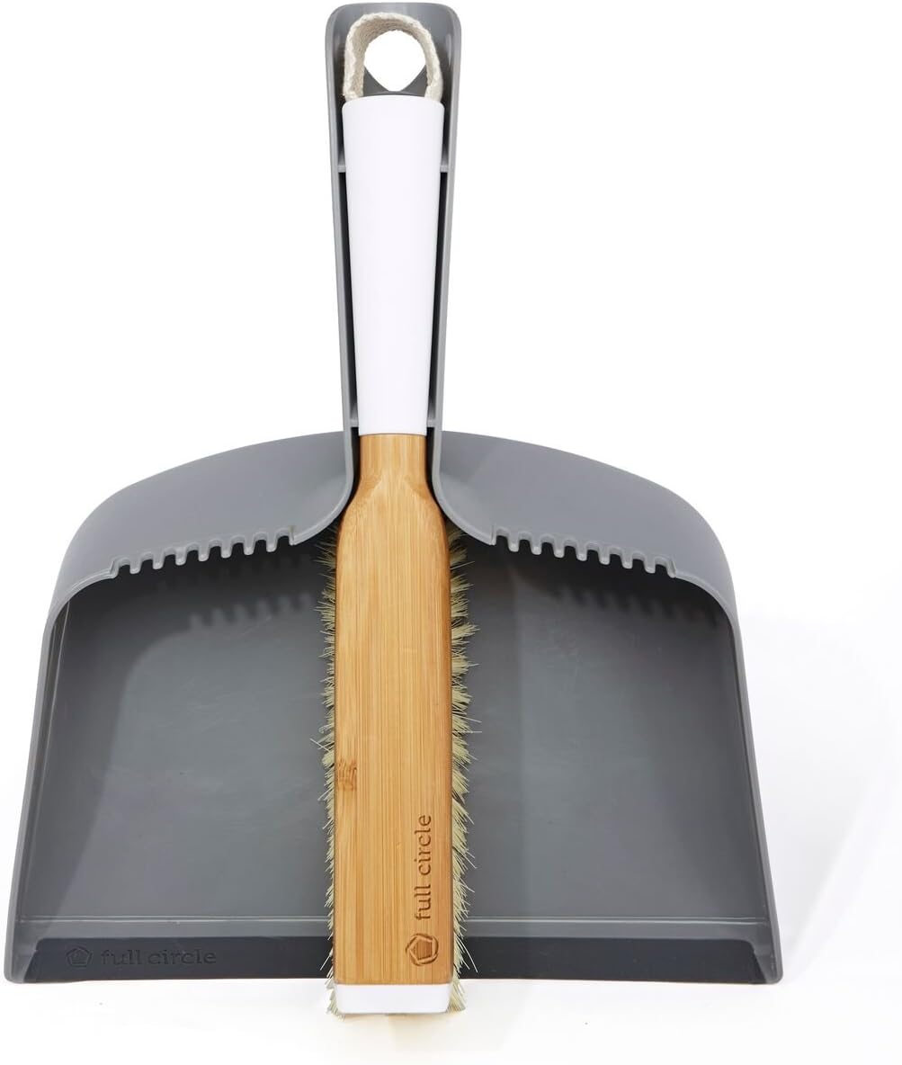 Full Circle Clean Team Brush & DustPan Set, White & Grey
