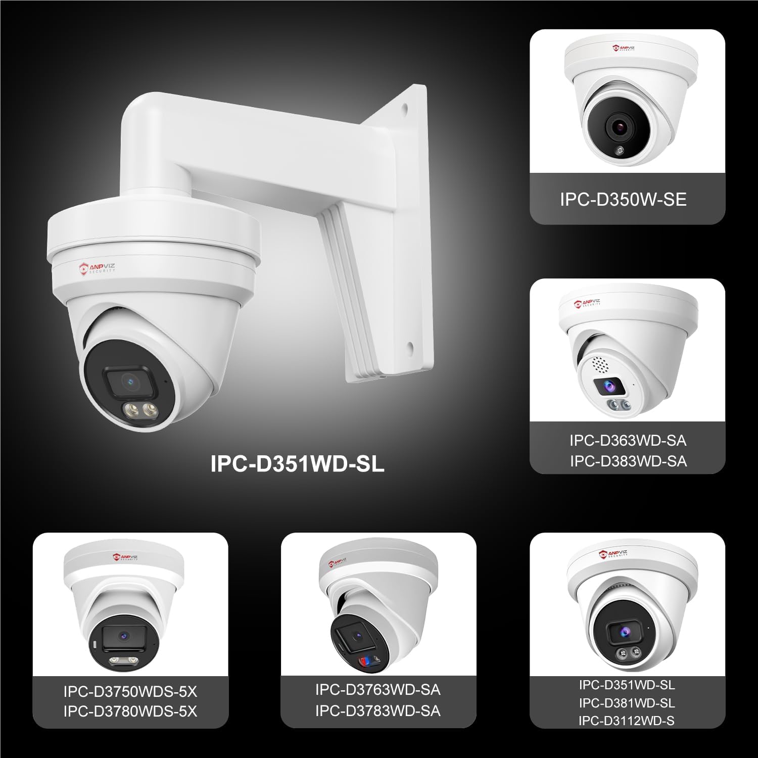 Anpviz Wall Mount Bracket WM1273ZJ-130-TRL, Full Metal Design, Compatible with Turret PoE IP Cameras Below, IPC-D3053/3083/3012/3653/3683/3582/3583, IPC-D363/351/381/3112 (White)