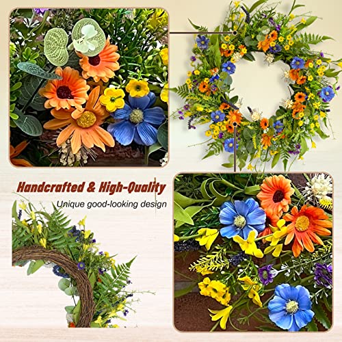 Summer Wreaths For Front Door Outside, Soomeir Spring Green Wreath, Daisy And Lavender, Farmhouse Decorations Home Decor For Window Outdoor Indoors #TOP3