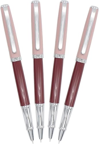 Gullor Morandi - Pluma estilográfica colorida de metal de 4 piezas, pluma convertidora de tinta, punta fina, color rojo