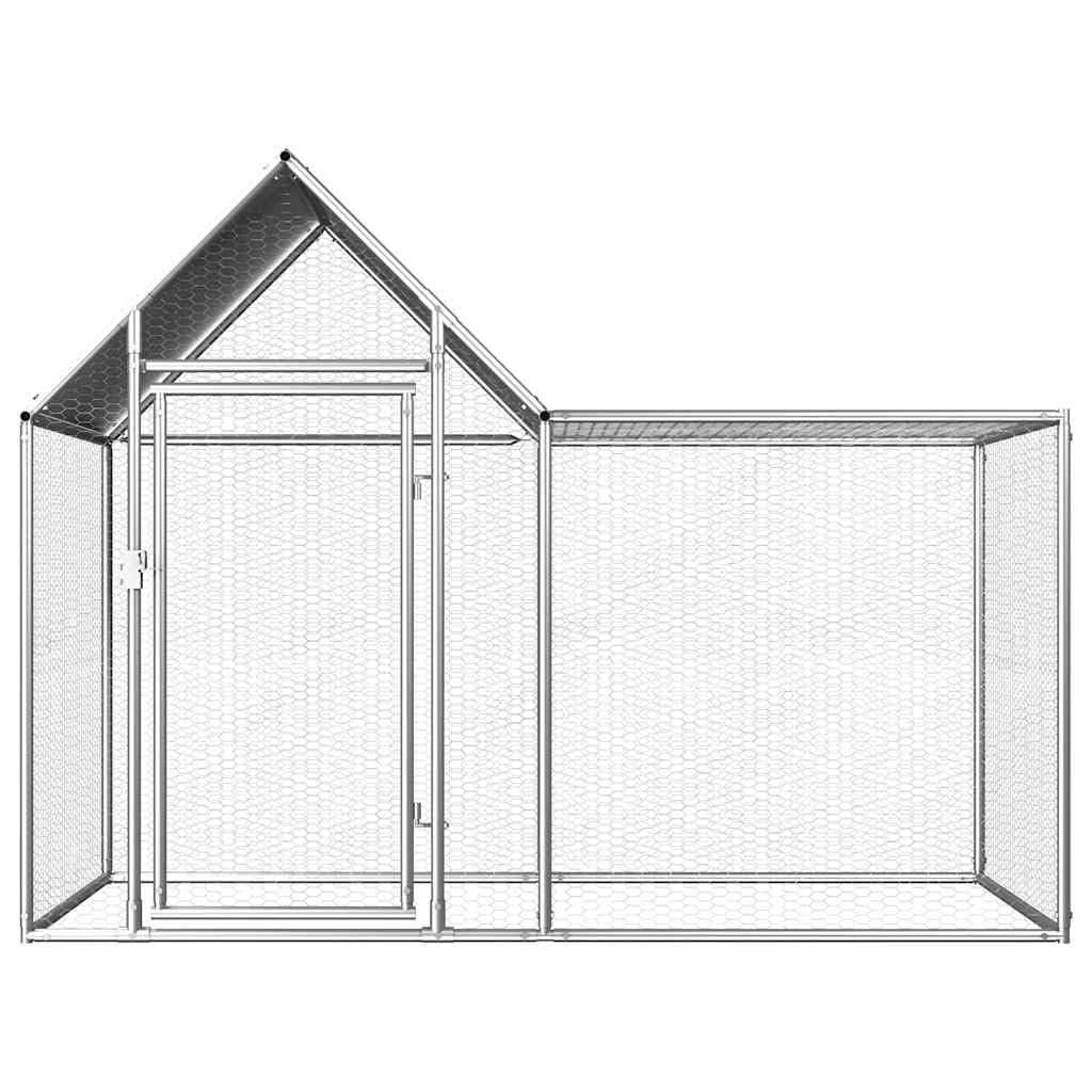 Hühnerstall 2x1x1,5 m Verzinkter Stahl Freigehege für Hühner, Kaninchen, Enten, Gänse Heimtiergehege Vogelkäfig