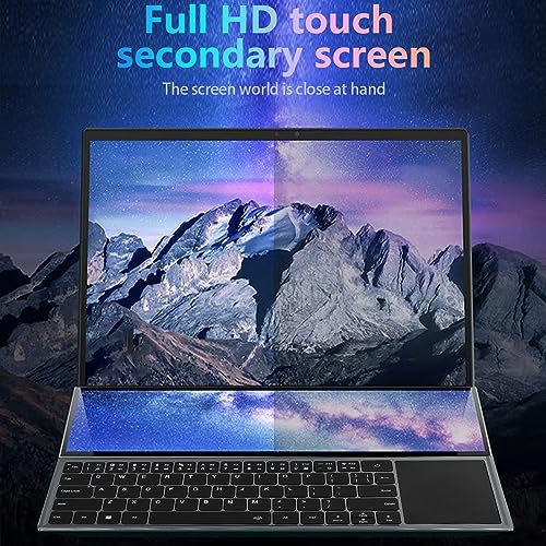 Laptop mit Doppelbildschirm, Schlanker Laptop-PC mit 1920 X 1200 HD, Laptops für Geschäftsreisen, 10750H-Prozessor, 16 GB DDR4 2666 MHz, mit Touchpad (16 GB + 256 GB EU-Stecker) – Bild 5