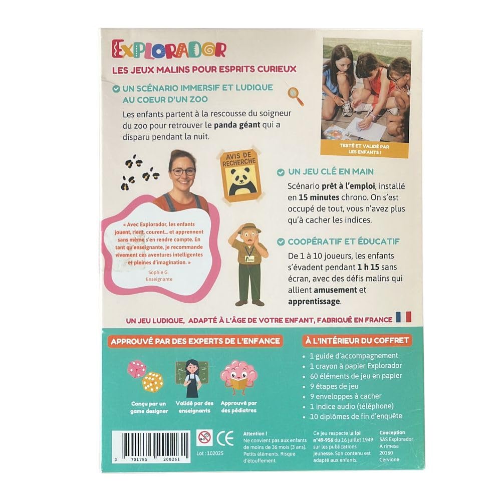 Explorador Kit Chasse au Trésor & Enquête pour Enfant 4-5 Ans - À la Recherche du Panda Géant - Jeu Éducatif Audio et Physique (+75 Min de Jeu)