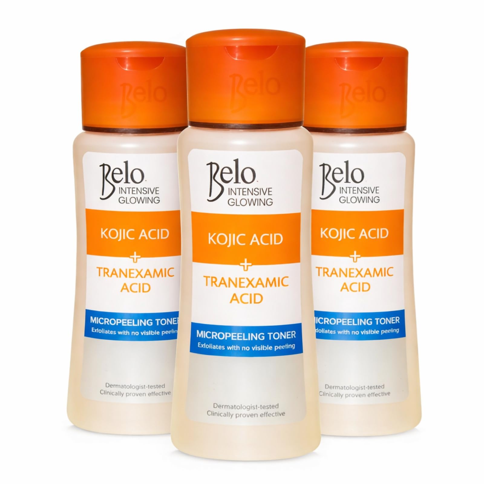 Belo Essentials Intensive Toner with Tranexamic Acid, Helps Improve Skin Clarity, Gently Exfoliates, Removes Impurities, Cleanses Pores, Brightens Dull Skin, Refreshing Daily Toner - 60ml x 3 Bots