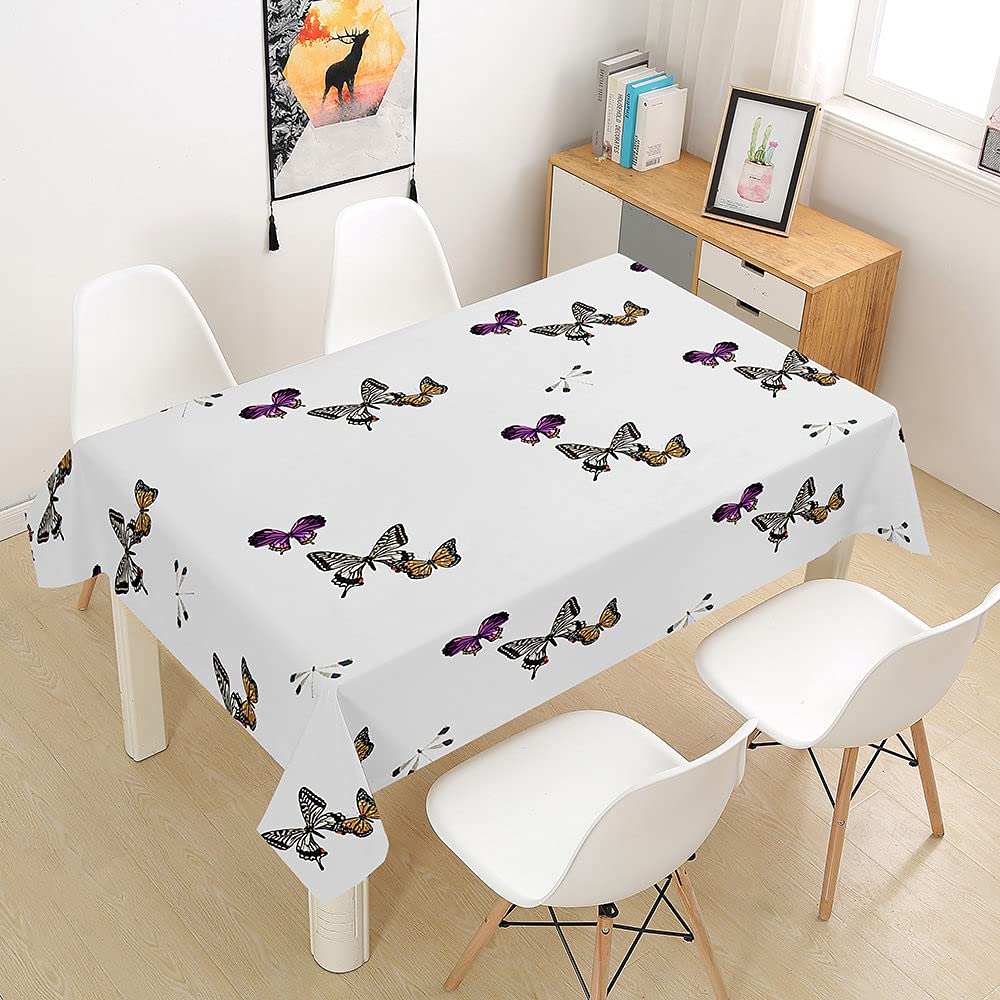 Hearda Simple Tablecloth Wipeable Waterproof Wipe Clean, 3D Butterfly Printed Rectangle Tablecloths Table Cover For Kitchen Picnic Party Buffet Weddings Birthday Christmas (,60X60cm)