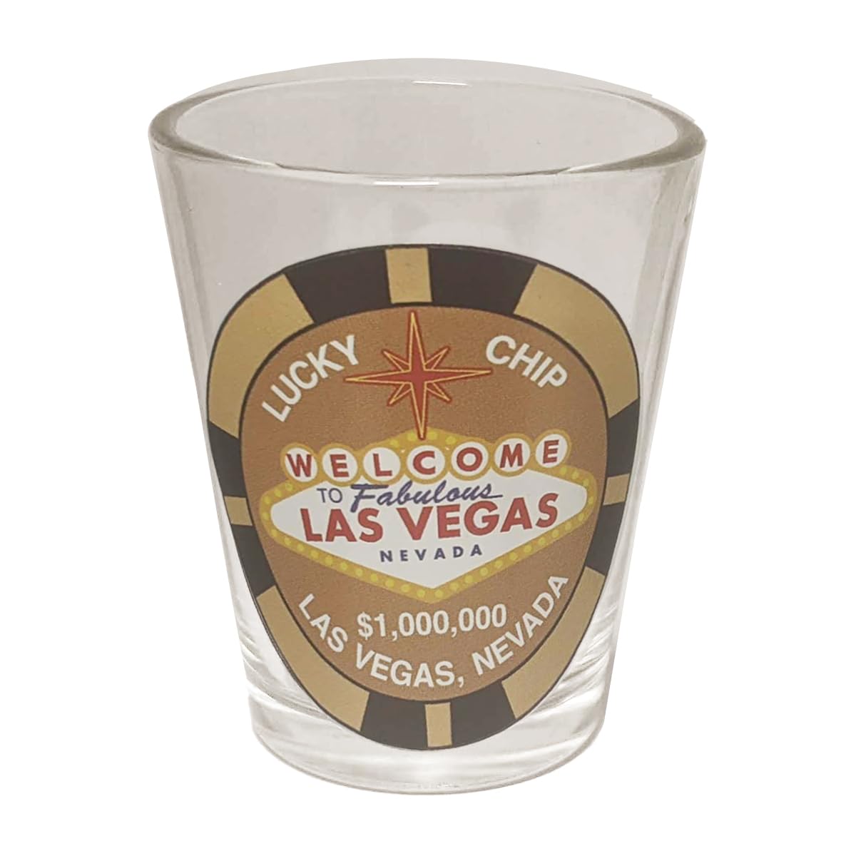 Las Vegas $1,000,000 Gold Lucky Poker Chip Shot Glass, Gold LV-SN30314
