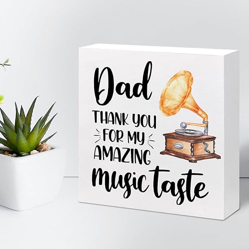 Miniatura 5 de Letrero de madera con texto en inglés Dad Thank You for My Amazing Music Taste , decoración de escritorio para mamá, hogar, dormitorio, oficina,