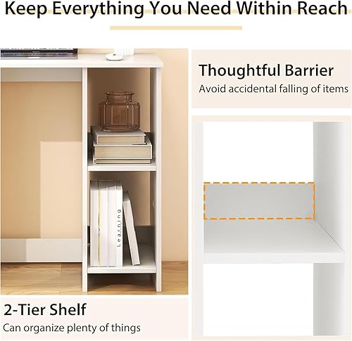 Miniatura 5 de MEDIMALL Escritorio de oficina en casa de 31.5 pulgadas, escritorio de computadora de estilo simple, escritorio de estudio moderno con estantes,