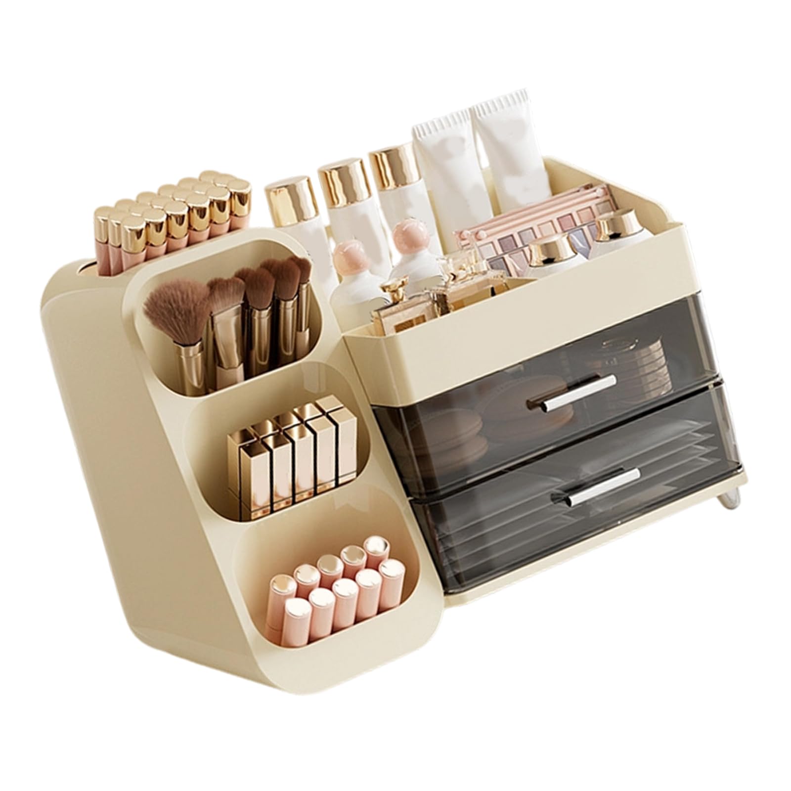 Effiziente Make up Aufbewahrungslösung mit Fächern für Kosmetika, transparente ABS Box, praktische kompakte Vitrine, Make up Organizer mit Schubladen