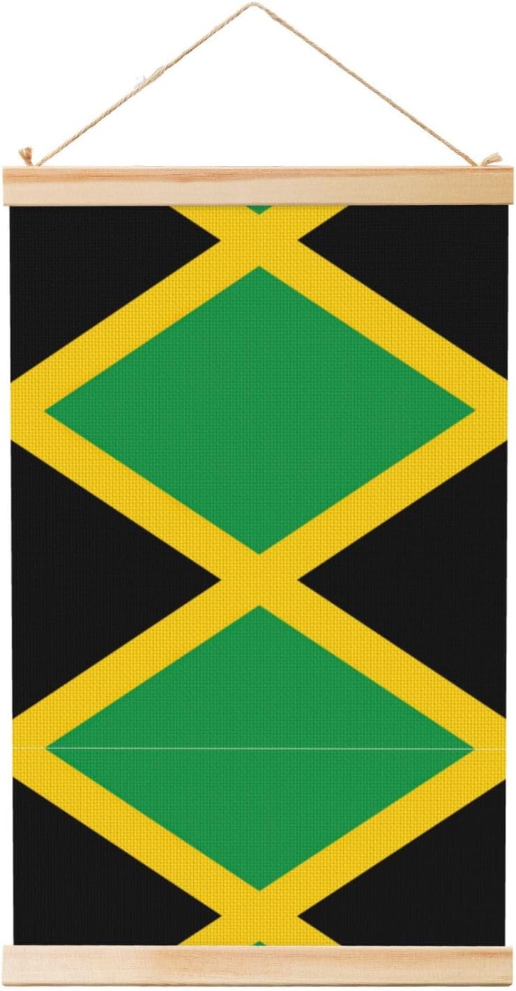 Flag Of Jamaica Print Poster Hanger,Hanging Poster, Poster Frame,Wood Poster Hanger, For Wall Hanging