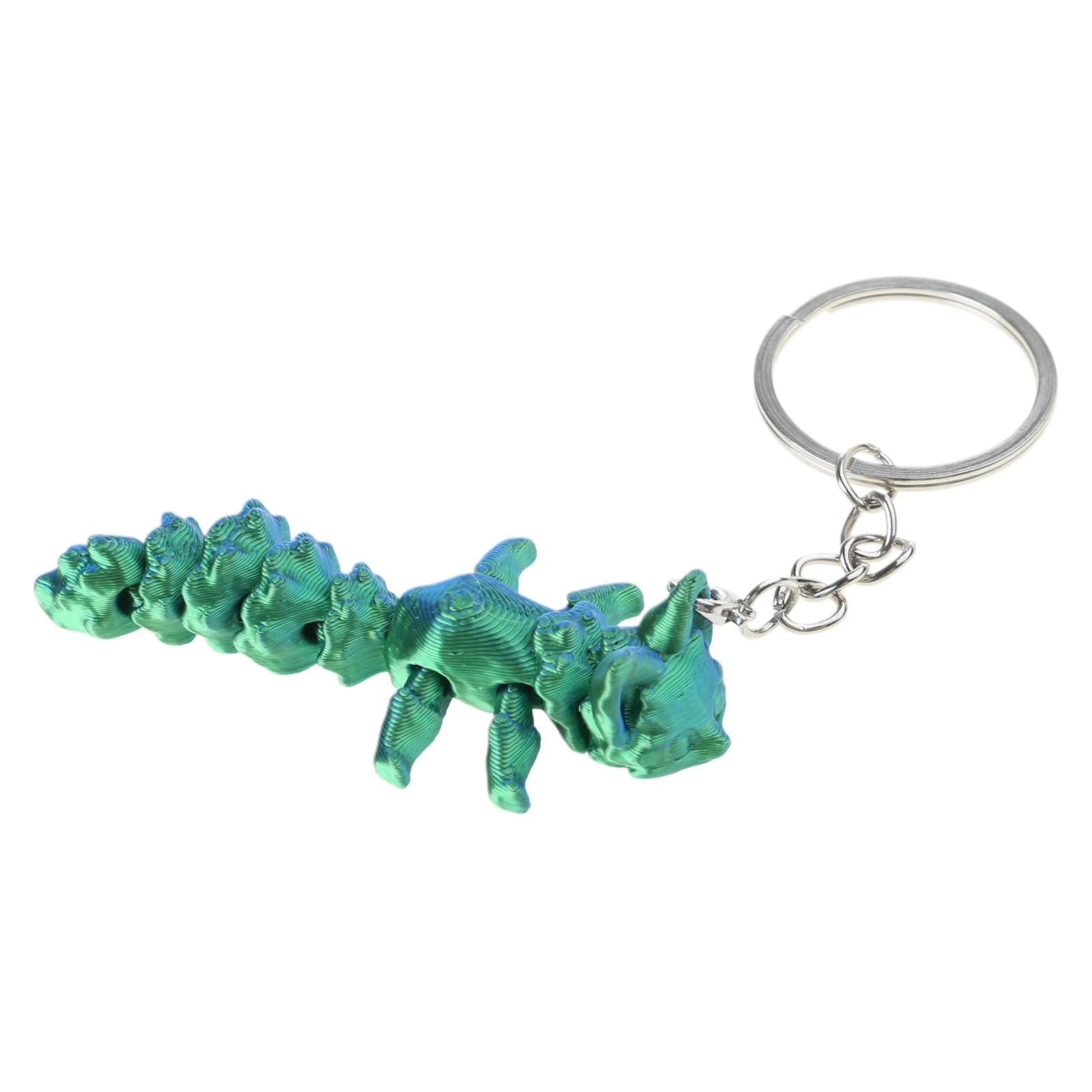 Vdaxvme Key Chain Articulated Foxes Figurine Keychain, 3D Printed Multi Joint Movable Foxes Keychain for Decoration and Play, Blue Green Gradient