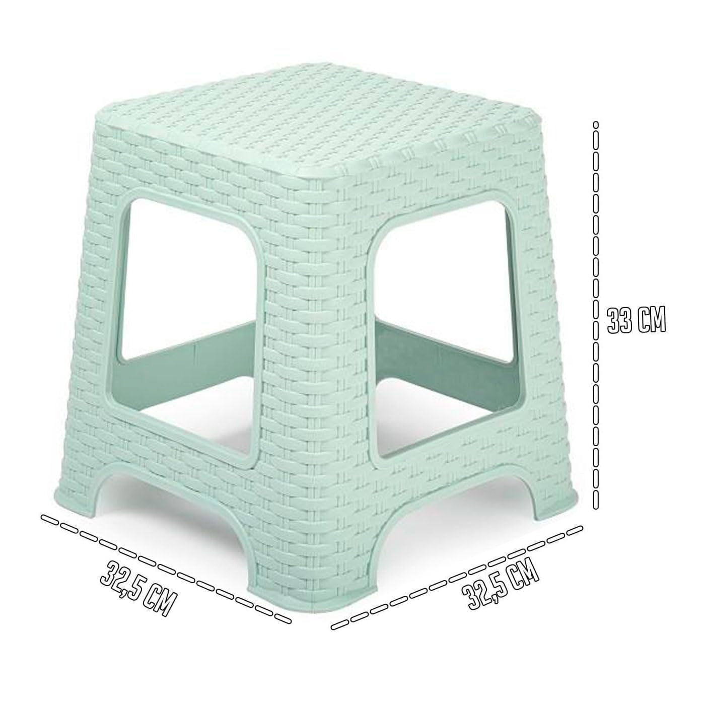 Taburete de plástico Rattan imitación Mimbre 33 x 32,5 x 32,5 cm Verde Pastel